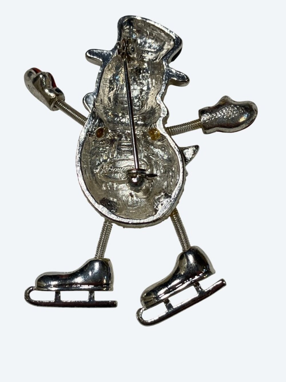 DANECRAFT Snowman Trembler Brooch Wiggling Spring Arms Legs Silver Tone Vintage - Picture 8 of 8